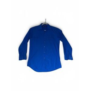 Xios New York Mens Blue Button Down Shirt Size M Long Sleeve Cotton Blend